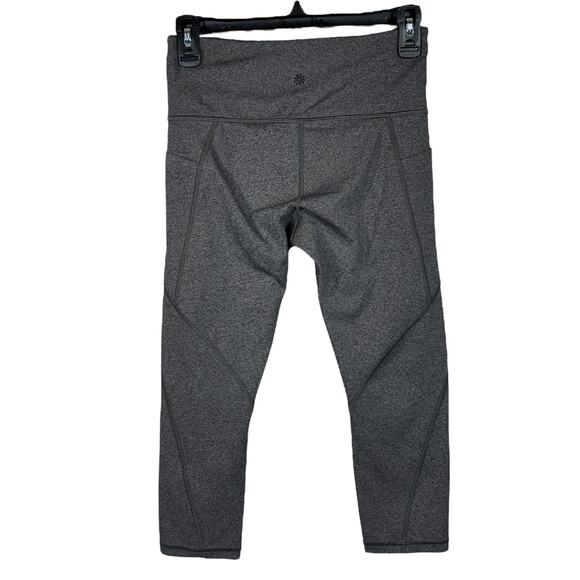 Athleta Small Salutation Stash Pocket Capris Leggings Stretch Heathered Gray - Picture 3 of 8